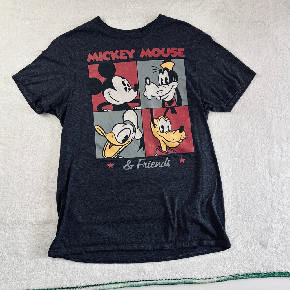 Disney Mickey Mouse & Friends Medium Streetwear Retro Graphic Tee Shirt Gray